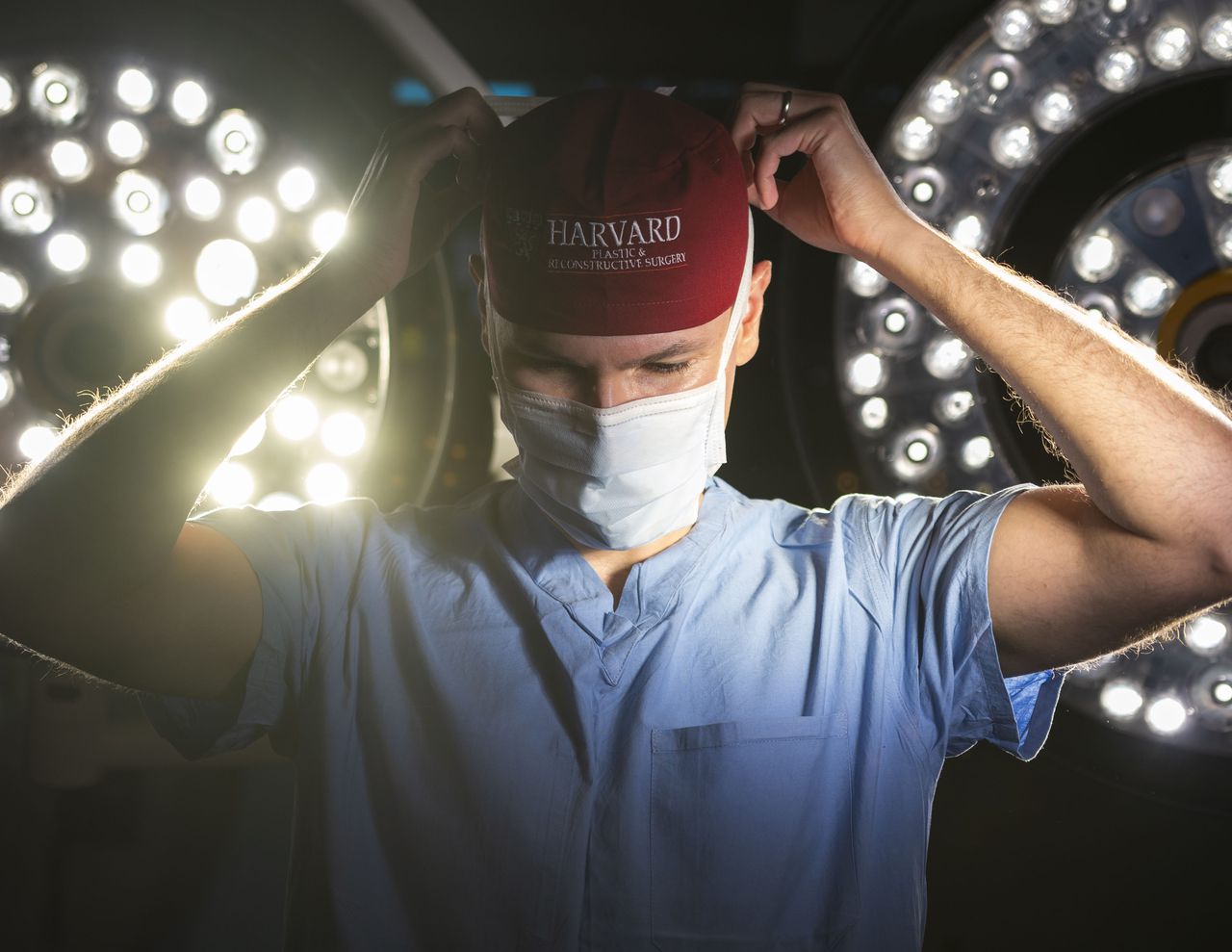 Dr. Baradaran in the operating room, beneath the surgical lights